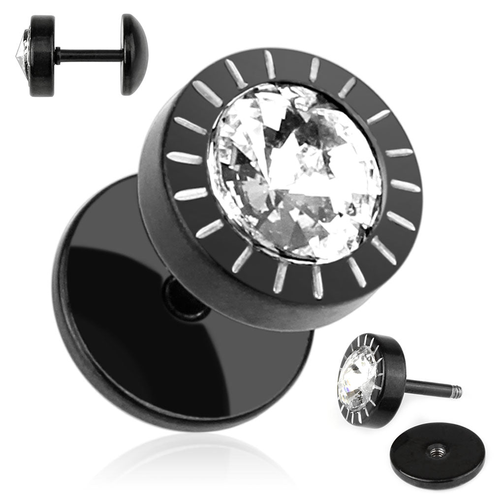 A Pair Of Black IP Over Surgical Steel Fake Plug